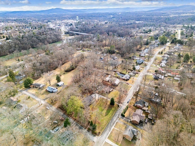 drone / aerial view with a mountain view