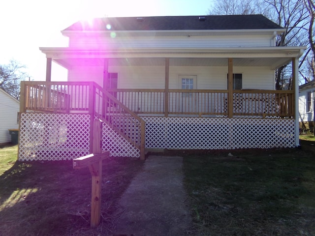 back of house with covered porch