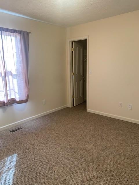 carpeted spare room with a wealth of natural light and a textured ceiling