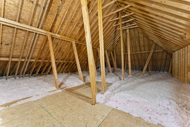 view of unfinished attic