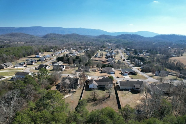 bird's eye view with a mountain view