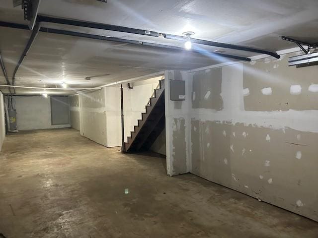 basement with water heater