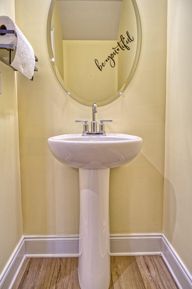 bathroom with sink and hardwood / wood-style floors