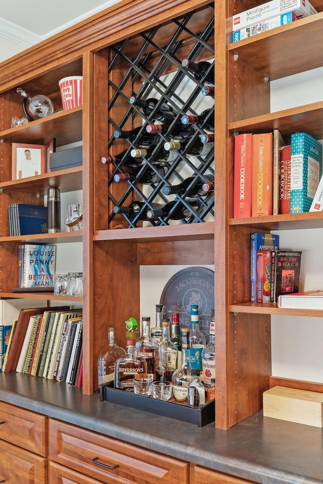 wine cellar featuring bar area