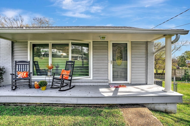 wooden deck with a porch