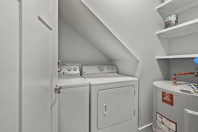 laundry room with independent washer and dryer and electric water heater