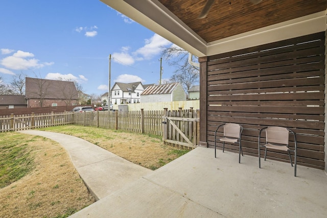 view of patio / terrace featuring ceiling fan