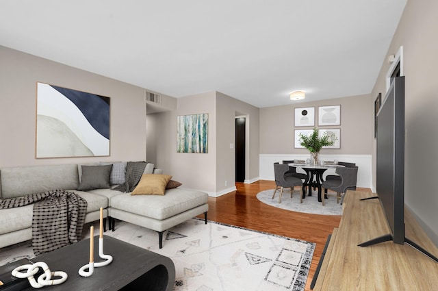 living room featuring hardwood / wood-style flooring