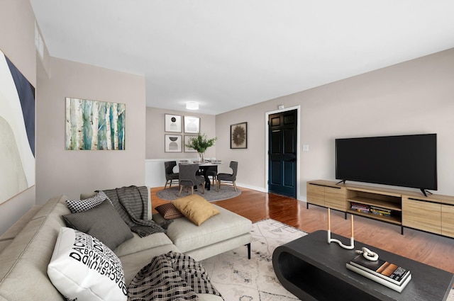 living room with hardwood / wood-style flooring