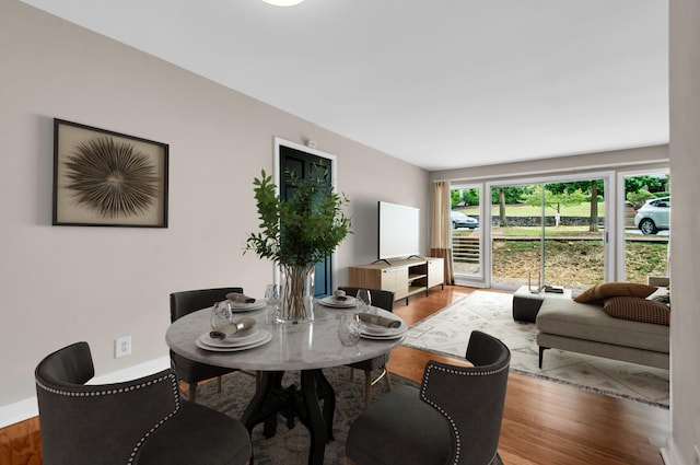 dining space featuring hardwood / wood-style floors