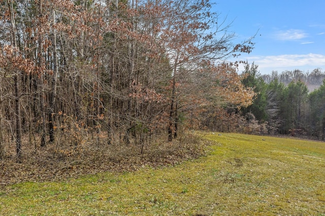 view of yard with a forest view