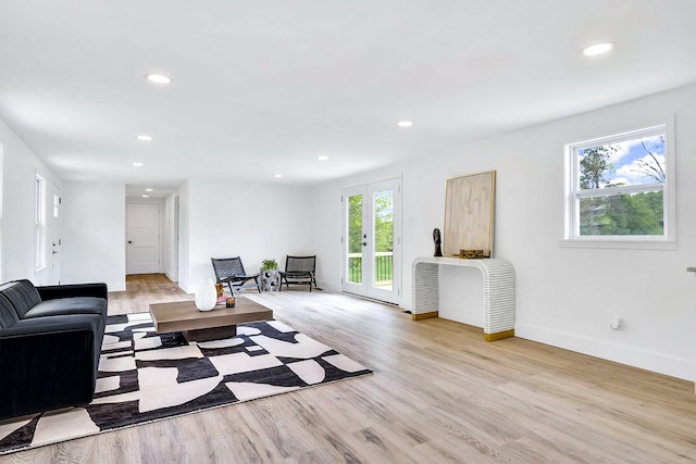 living room featuring light hardwood / wood-style floors