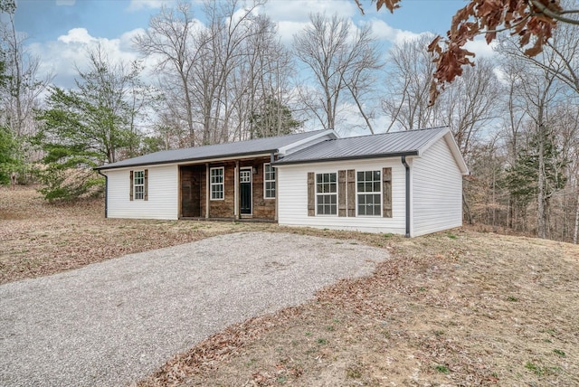 view of single story home