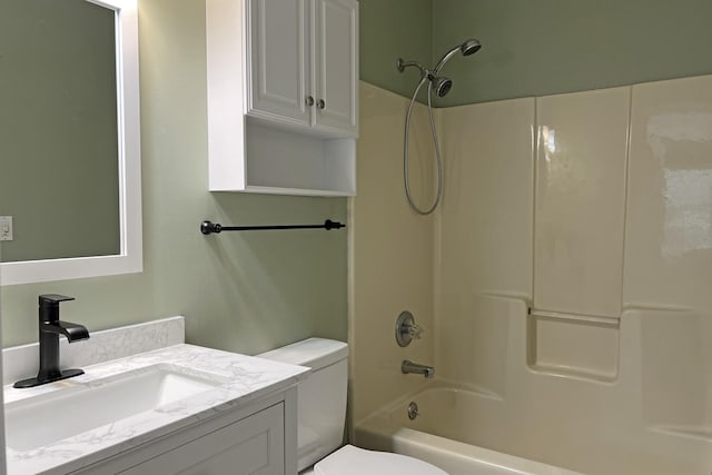 full bathroom with vanity, toilet, and shower / bathing tub combination