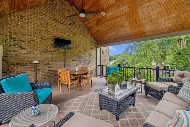 view of patio / terrace featuring ceiling fan and an outdoor hangout area