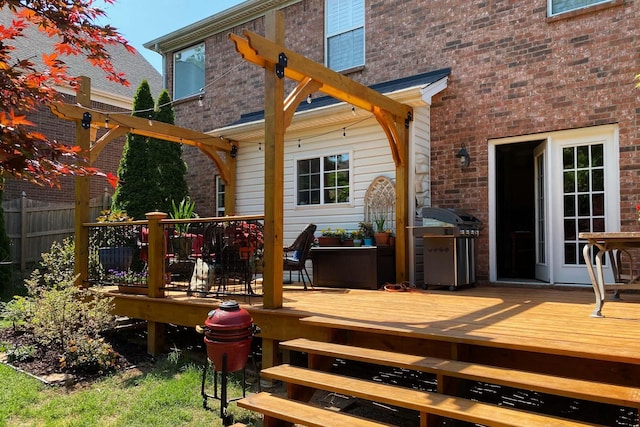 deck featuring grilling area