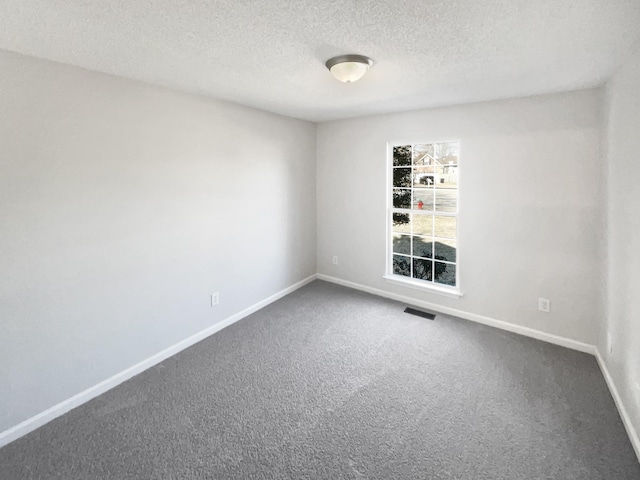 spare room featuring carpet floors and a textured ceiling