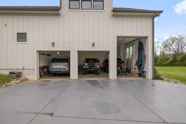 exterior space with a garage