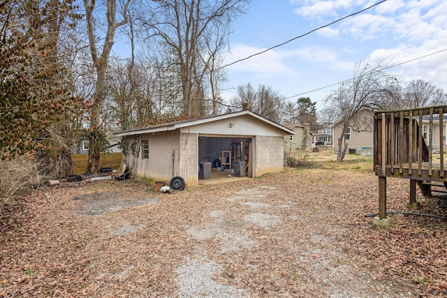 exterior space featuring a garage