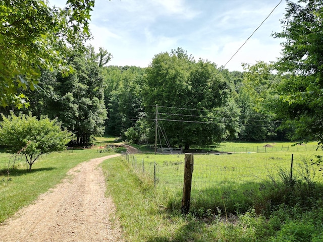 view of street with a rural view