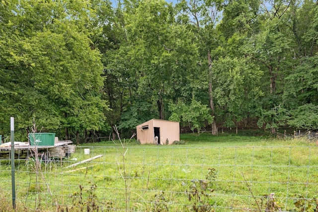 view of yard with an outbuilding