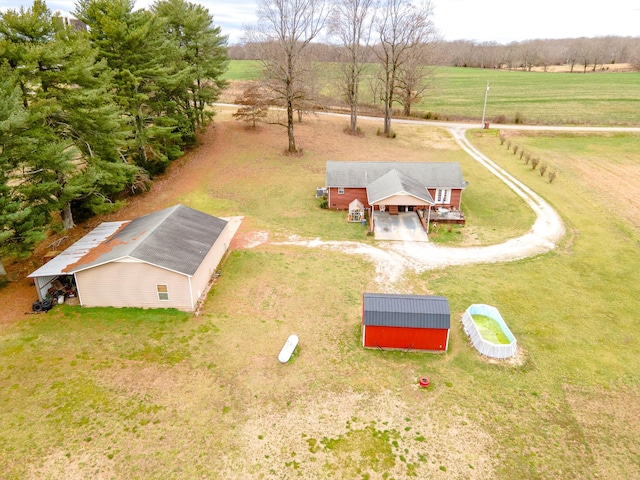 drone / aerial view with a rural view