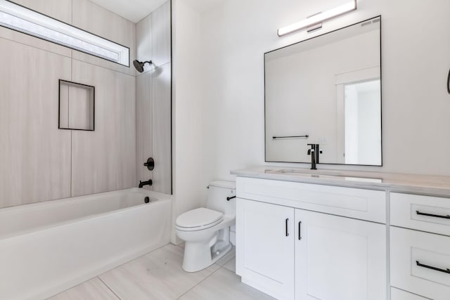 full bathroom with  shower combination, toilet, and vanity