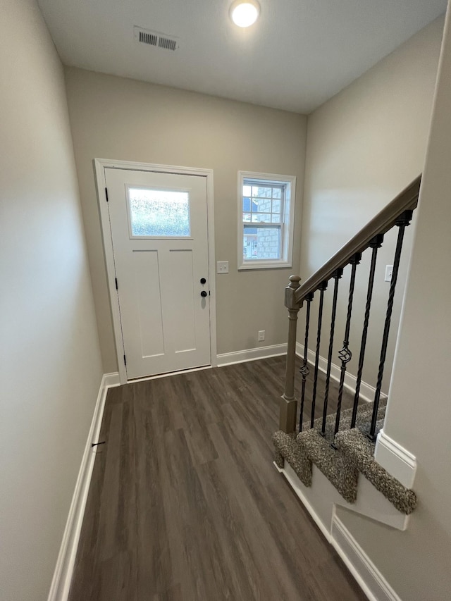 foyer entrance with dark wood-type flooring