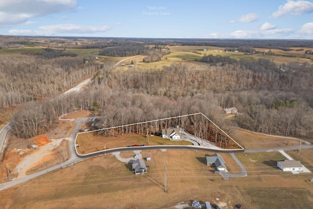 aerial view with a rural view