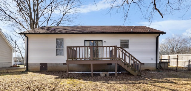 rear view of house with a deck