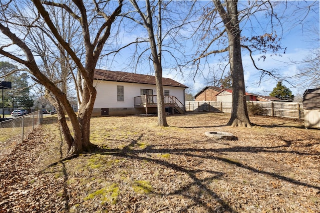 view of yard with a deck