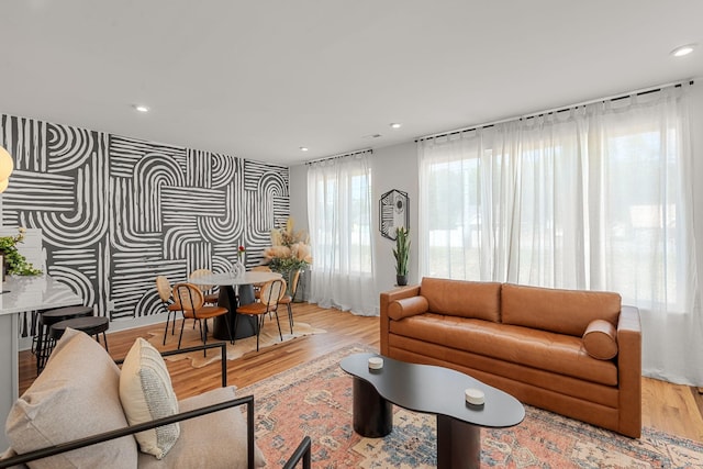 living room featuring light wood-type flooring