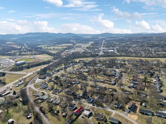 drone / aerial view with a mountain view