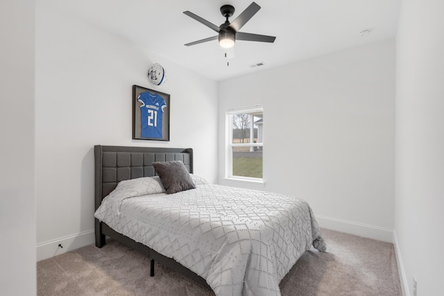 bedroom with carpet and ceiling fan