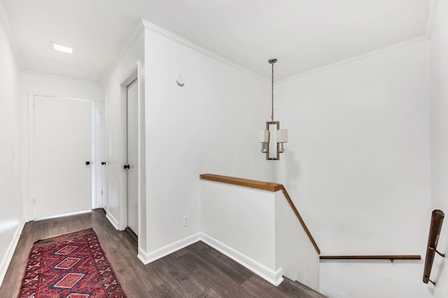 interior space with crown molding and wood-type flooring