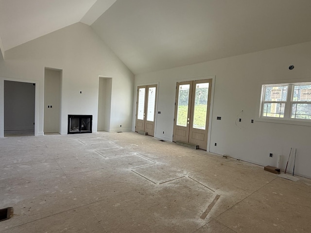 3944 Chapel Hill Rd, Clarksville, TN 37040 - unfurnished living room featuring high vaulted ceiling and a fireplace