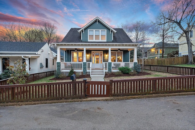 view of front of home featuring covered porch