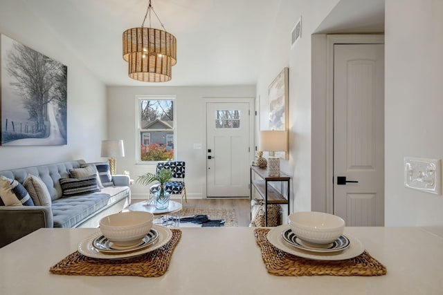 living room with wood-type flooring