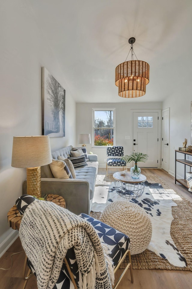 living room with hardwood / wood-style flooring