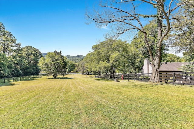 view of yard with a rural view