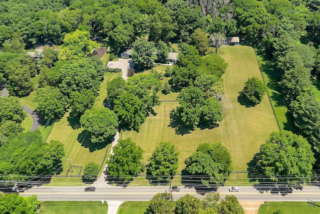 birds eye view of property featuring a rural view