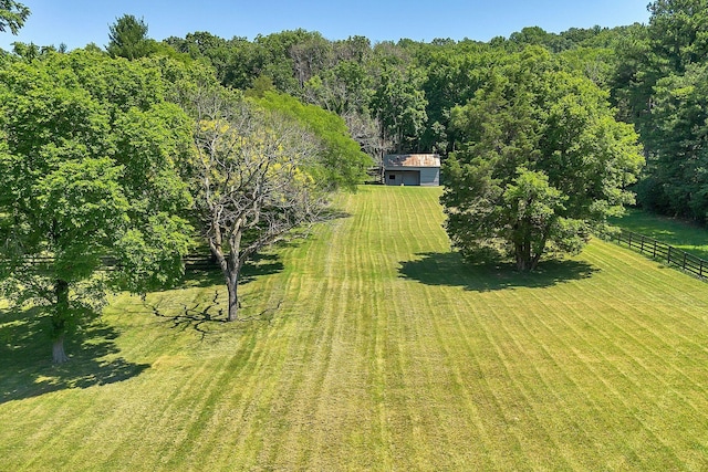 birds eye view of property with a rural view