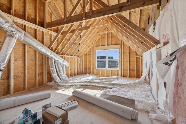 view of unfinished attic