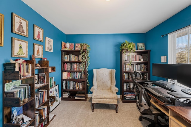 view of carpeted home office