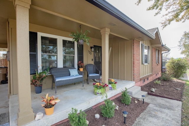 exterior space featuring covered porch