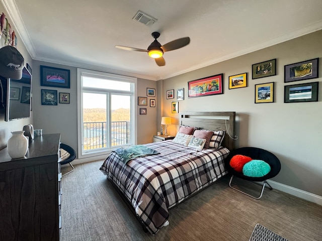 400 Warioto Way Unit 716, Ashland City, TN 37015 - carpeted bedroom featuring ornamental molding, baseboards, and ceiling fan