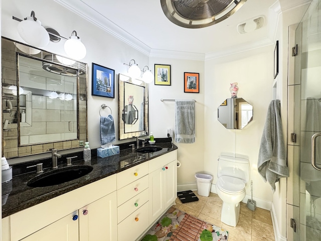 400 Warioto Way Unit 716, Ashland City, TN 37015 - full bath featuring baseboards, a stall shower, ornamental molding, toilet, and double vanity