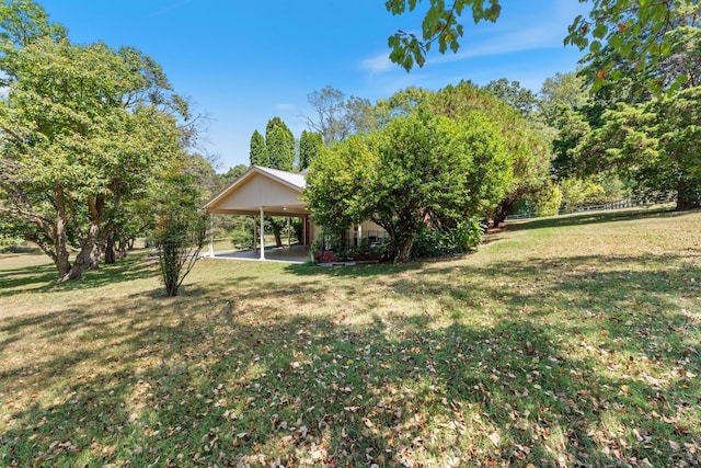 view of yard with a carport