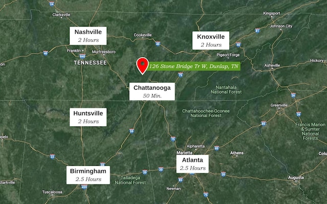 126 Stone Bridge Trl W, Dunlap, TN 37327 - aerial map of property and surrounding area
