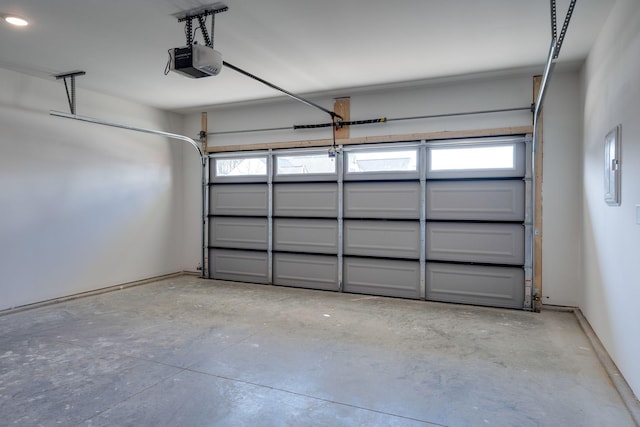 garage with a garage door opener